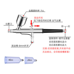 Mini Dual Action Airbrush <b>Kit</b> With Electric Air Pump 40psi Adjustable Speed For Nail Art <b>Model</b> Spraying - Product Image 2