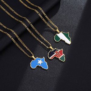 Collar con colgante de <span class=keywords><strong>mapa</strong></span> de África de acero inoxidable para fiestas de bodas con Ghana, Nigeria, Congo, Kenia, <span class=keywords><strong>Somalia</strong></span>, Angola, Marruecos - Product Image 2