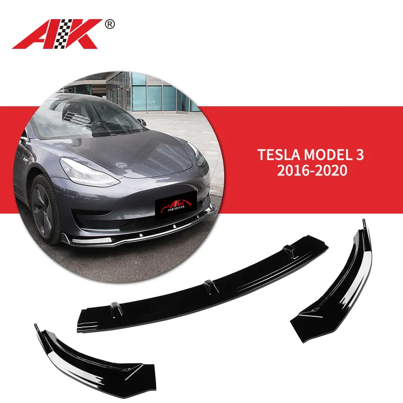 Divisor de lábios para câmera 3 pçs, de fibra de carbono pintado preto protetor de lábio para tesla modelo 3