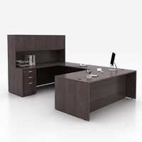 Scrivania Direzionale Moderna a L con Armadietto, Mobili per Ufficio in Legno con Funzione di Archiviazione