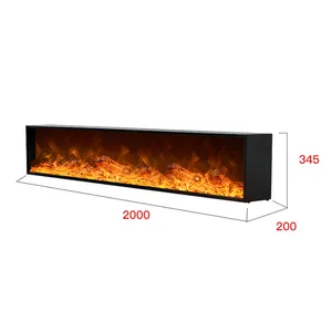 2D-FNND2000 Insert de cheminée Led décoratif moderne personnalisé 220V Chauffage encastré Flamme artificielle Insert de cheminée électrique