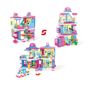 FiveStar 161PCS Simulation Pet Cat Cafe Hospital Building Block Set with Animals and Car Construction Toy Kit For Kids