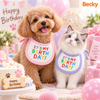Écharpe d'anniversaire personnalisée rose et bleue confortable pour chat et chien, bavoir de fête pour animaux de compagnie, colliers d'anniversaire pour animaux