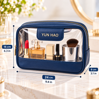 Sac de Cosmétiques Transparent à Grande Capacité avec Logo Personnalisé, Motif en PVC Transparent, Fermeture Éclair, Étanche, Organisateur de Maquillage, Voyage