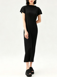 Vestido Midi Plisado Miyake con Cuello Simulado, Estilo Casual Diario PY 2026, Ropa Occidental para Mujer, Venta al Por Mayor en Línea - Product Image 2