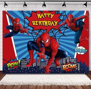 Fondos de fotografía con temática de <span class=keywords><strong>Spidey</strong></span> de dibujos animados para niños Fondo de foto de fiesta de feliz cumpleaños 5x3 pies - Product Image 4