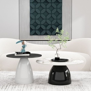 Stile nordico moderno semplice pietra pietra tavolino crema luce di lusso per il piccolo appartamento divano lato metallo ferro - Product Image 2