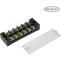 Barrette de bornes à fourche 3 4 5 6 8 10 12 positions 15A/25A/45A Max 600V, bloc de bornes à double rangée avec couvercle isolant