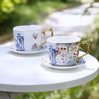 Tasses et sous-tasses à thé en porcelaine, service à café Royal, en céramique, style turque, avec des motifs floraux, tasses à thé et sous-tasses pour cadeaux