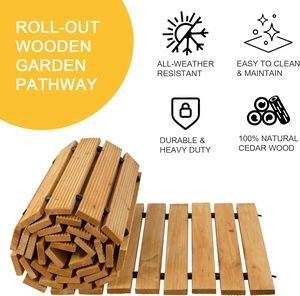 Camino de madera de 8 ', Realife Roll Out Pasarela de cedro de jardín resistente a la intemperie para exterior, patio, <span class=keywords><strong>Playa</strong></span> - Product Image 3