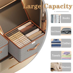 Caja <span class=keywords><strong>de</strong></span> Almacenamiento Cuadrada <span class=keywords><strong>de</strong></span> Diseño Moderno, 100% Algodón, con Tapa <span class=keywords><strong>de</strong></span> Aluminio, Capacidad <span class=keywords><strong>de</strong></span> 38L, Plegable y Portátil para Guardar <span class=keywords><strong>Ropa</strong></span> en el Armario - Product Image 3