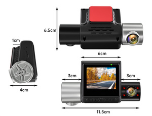 Araba <span class=keywords><strong>web</strong></span> <span class=keywords><strong>cam</strong></span> dash kamera android 3 kameralar 3 lens dash kamera 2 inç ekran dash kamera ön ve arka kamera - Product Image 4