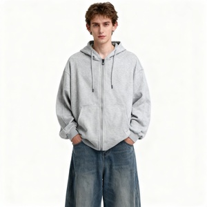 TKAN510D Nouveau style, haute qualité, fermeture éclair, logo personnalisé, sweat-shirt oversize pour homme, 100% coton, molleton français, couleur unie, mode décontractée d'hiver - Product Image 1