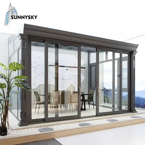 XIYATECH预制4季独立式阳台铝绝缘曲面玻璃温室日光室 & 玻璃屋