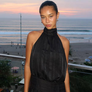 Ensemble de <span class=keywords><strong>haut</strong></span> court sans manches élégant en maille respirante blanche à imprimé pois <span class=keywords><strong>pour</strong></span> femme, de haute qualité, style corset - Product Image 6