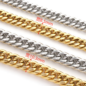 Cadena Cubana para Hombre, Acero Inoxidable, 8.5mm, Chapado en Oro, Doble Capa, Collar y Pulsera, Joyería de Moda DIY, Origen Zhejiang - Product Image 2