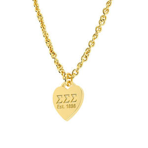 Collier avec pendentif en forme de cœur en acier inoxydable, ChiO <span class=keywords><strong>Kappa</strong></span> Alpha Theta Tri Delta AO Pi, cadeaux de sororité, bijoux grecs pour femmes NPC - Product Image 5