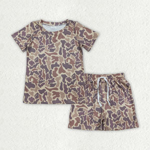 Ensemble 2 pièces décontracté pour bébé garçon, T-shirt et short en coton et élasthanne à imprimé camouflage chasse, collection Printemps-Automne, vêtements pour frères - Product Image 2