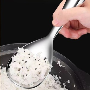 Cuchara de arroz de acero inoxidable para uso doméstico, cuchara de arroz antiadherente, cuchara grande para arroz, cuchara común para hotel - Product Image 1