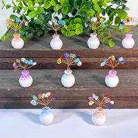 Mini bonsái de cristal tallado a mano al por mayor, árbol de la vida de grava de cuarzo natural con grabado para decoración de Mesa del hogar