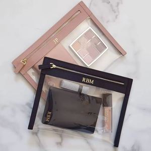 Clear Pvc <b>Makeup</b> <b>Transparent</b> Window Water Resistant Large Capacity Travel Cosmetic Organizer <b>Bag</b> Zipper Closure Fashion - Product Image 1