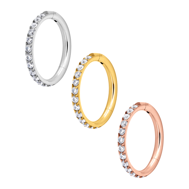 316L Surgical Stainless Steel 16G 18G Septum Hoop Nose Rings Cubic Zirconia Cartilage Helix Fashion Body Piercing Jewelry