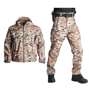 Üretici erkekler üniforma taktik eşofman kıyafet yürüyüş kamp pantolon yumuşak kaplama ceket taktik takım elbise