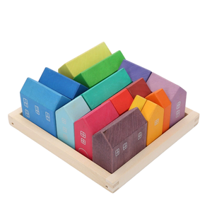 Jouets de construction éducatifs modernes <span class=keywords><strong>en</strong></span> <span class=keywords><strong>bois</strong></span> <span class=keywords><strong>Grimms</strong></span> Little House Rainbow Village pour enfants de 2 à 4 ans - Product Image 1