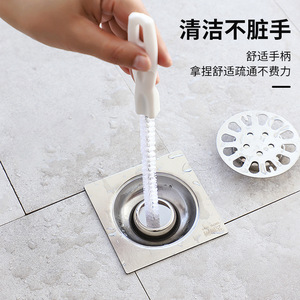 Cepillo de limpieza de desagües de material PP blanco sólido para inodoros y lavabos, herramienta limpiadora de tuberías - Product Image 2