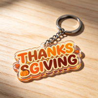 Breloques en acrylique personnalisées pour Thanksgiving, impression numérique sur mesure, fabricant de plastique de qualité supérieure, porte-clés personnalisé