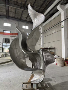 Escultura de Acero Inoxidable Abstracta para Exteriores, Estatua Metálica de Flor en Flor, Proyecto de Paisajismo de Plaza Urbana - Product Image 5