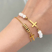 Bracelet Lune en Acier Inoxydable Double Couche, Style Luxe Léger, Bijoux de Mode pour Femme, Vente en Gros