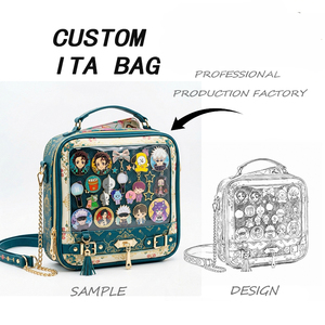 <span class=keywords><strong>Bolso</strong></span> Mini Ita Personalizado con Temática Mágica Celestial Única, Diseño de Luna y Estrellas Azul Oscuro, Bolsa para Exhibición de Pines de Cosplay para Fans del Anime y Convenciones - Product Image 3