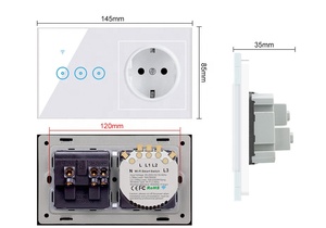 Wifi 3 Gang Chiaro Della Parete Interruttore Presa Intelligente e Interruttore Con Lo Standard UE - Product Image 4