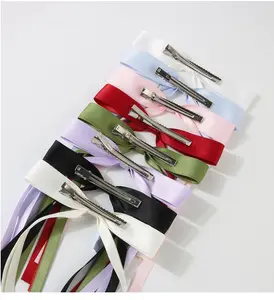 Wholesale Hair Accessory Fabric Claw Bow Hair Clip Bow Knot Hair Pin Colorful Optional White Black Pink Purple Green Red