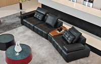 Canapé trois places Laurence en cuir véritable de vachette, style minimaliste décontracté, design modulaire, garnissage en éponge haute densité