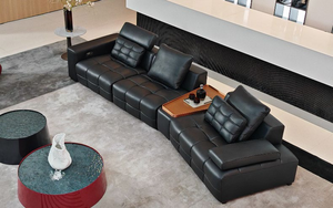 Sofá de Tres Plazas Laurence, Cuero Genuino de Vaca, Estilo Casual Minimalista de Diseño, Diseño Modular, Relleno de Esponja de Alta Densidad - Product Image 2