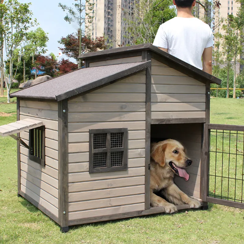 Custom Outdoor Waterproof Detachable Roof Solid Wooden Large Pet House Dog Kennel