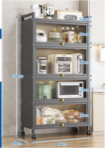 Estantes de almacenamiento giratorios para cocina, organizador extraíble de varias capas, ruedas rodantes con cartón de Metal de 5 niveles - Product Image 5