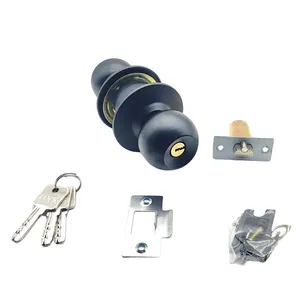 Matte Black Plated Cylindrical Lock 587SS Ball Lock Interior Wooden Door Locks Sold in South America