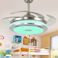 Ventilateur de plafond LED moderne pour salon avec moteur DC vérifié, pales invisibles, 6 vitesses et intensité réglable