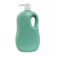 Grosir 1L 2L wadah sampo Gel mandi botol kosong datar Oval hitam merah muda HDPE kapasitas besar pegangan untuk masker wajah Losion