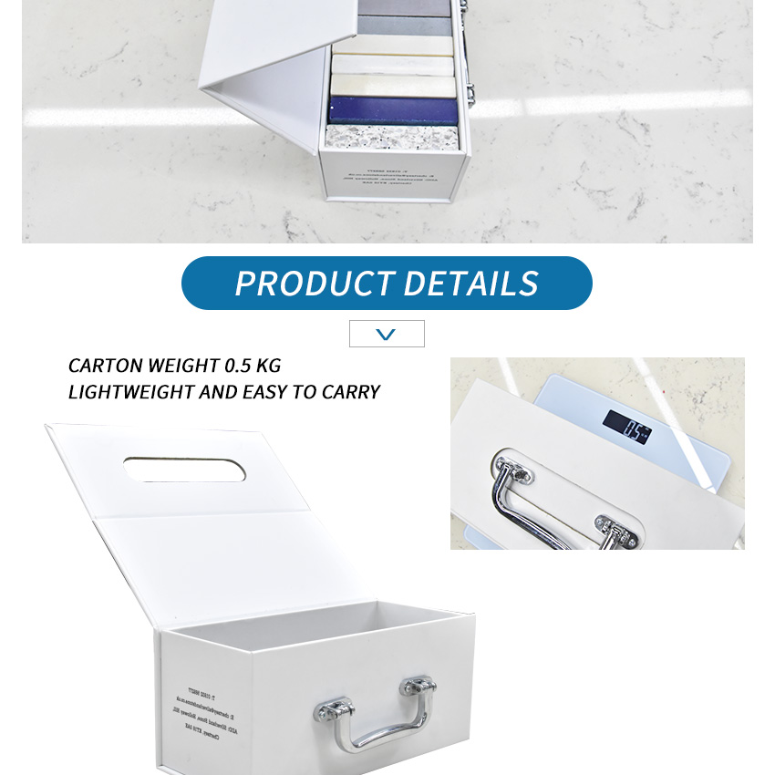 Muestra plegable personalizada de fábrica de cuarzo, vitrina de cartón plegable, almacenamiento de baldosas de cerámica, caja de cartón de papel, caja de piedra magnética