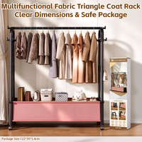 Porte-vêtements triangulaire commercial en acier de 125 cm sur roulettes avec bac de rangement inférieur en non-tissé – Produit par un fabricant en gros