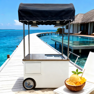 2025 New Design High-quality <b>Mini</b> Trolley Kitchen Dining Car Food Vending Cart Mobile Ice Cream Tricycle <b>Freezer</b> Fiberglass - Product Image 1