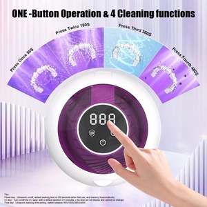 Nettoyeur <span class=keywords><strong>dentaire</strong></span> ultrasonique rechargeable USB 45 kHz 200 ml pour protège-dents, protège-<span class=keywords><strong>nuit</strong></span>, aligneurs et prothèses dentaires - Product Image 3