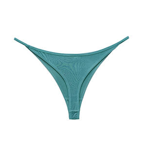 Braguitas de Bikini de Tiro Bajo de Algodón No Tejido de Alta Calidad para Mujer, Color Sólido, Acanalado, Antibacteriano, Transpirable y Ecológico - Product Image 1