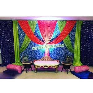 Fondos bordados de escenario Mehndi musulmán, telón de fondo bordado de Diseñador de Escenario de boda, telón de fondo bordado de boda india y cortina - Product Image 1