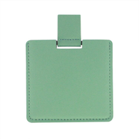 Étui en cuir PU, miroir de poche cosmétique personnalisé en acier inoxydable avec éclairage, finition argentée, incassable, portable pour les voyages