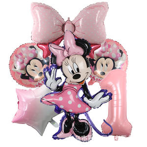 Noeud papillon rose et bleu Mickey Mouse agitant la main Minnie Mickey grand <span class=keywords><strong>nombre</strong></span> anniversaire <span class=keywords><strong>film</strong></span> aluminium ensemble de ballons - Product Image 1